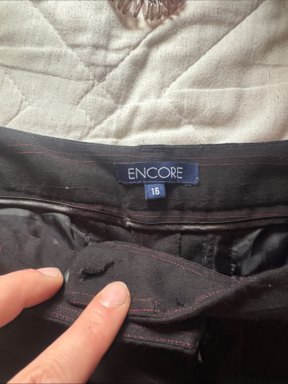 Encore Jeans Black Pants with Subtle Red Stitching - Picture 2 of 5